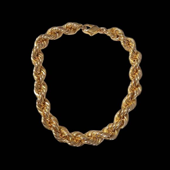 Vintage Gold-Plated Rope Chain Bracelet - Picture 1 of 6
